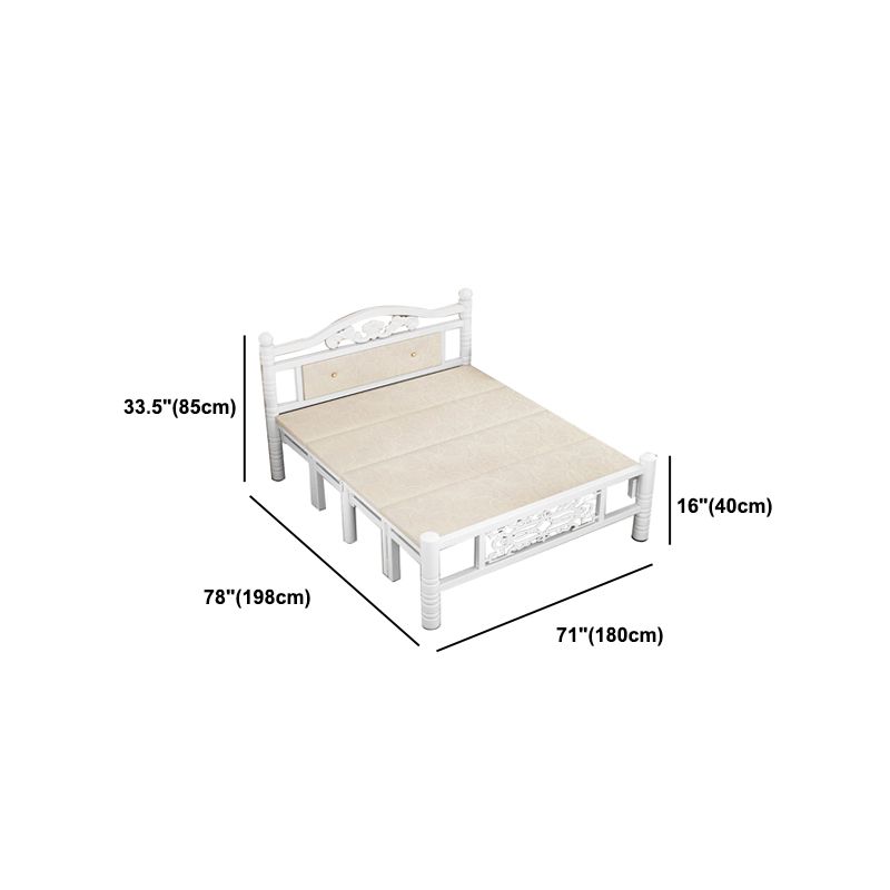 Modern Rectangular Bed Minimalist Panel Iron Bed with Headboard