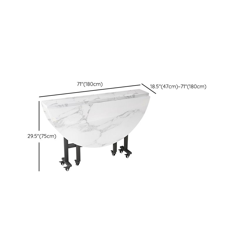 Modern White Round Wooden Easy Folding Dining Table with Leaf