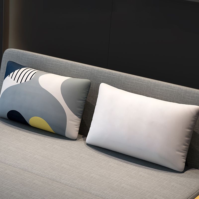 1/2-Seat Linen & Wood Folding Sofa 2 Pillows Sofa Bed with Storage