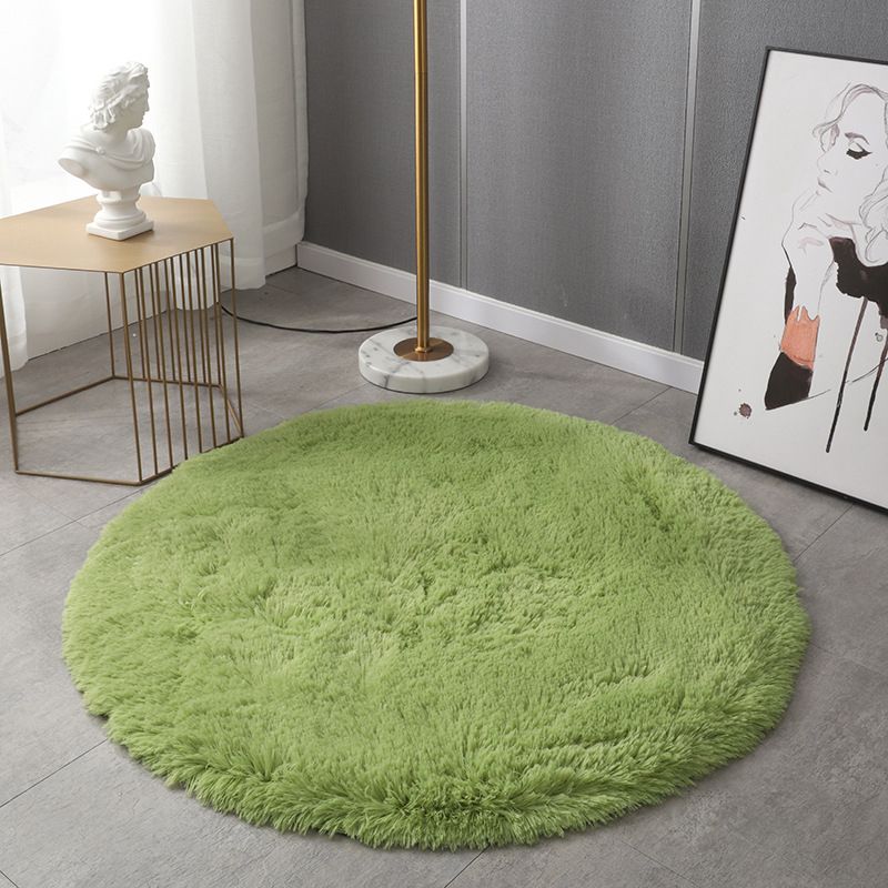 Plush Round Rug Area Rug Polyster Non-Slip Backing Washable Carpet for Bedroom