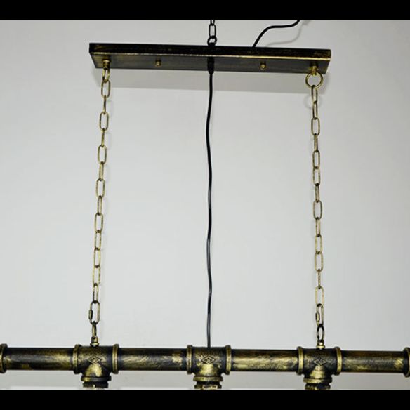 5 Lights Metal Water Tubular Island Pendant Lighting Retro Industrial Exposed Bulb Island Lamp