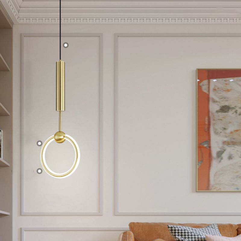 Ring and Oval Shape LED Pendant Light Modern Style Simple Metal Ceiling Pendant Light