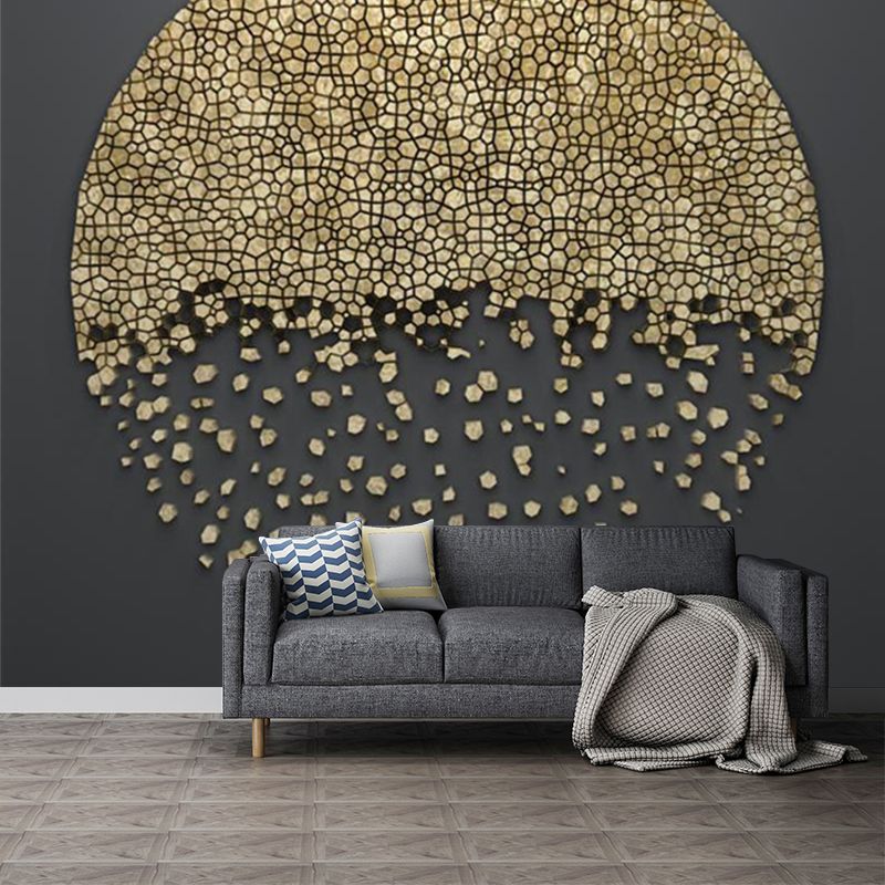 Minimalist Aesthetics Moon Mural Wallpaper for Home Custom Wall Art in Yellow on Black