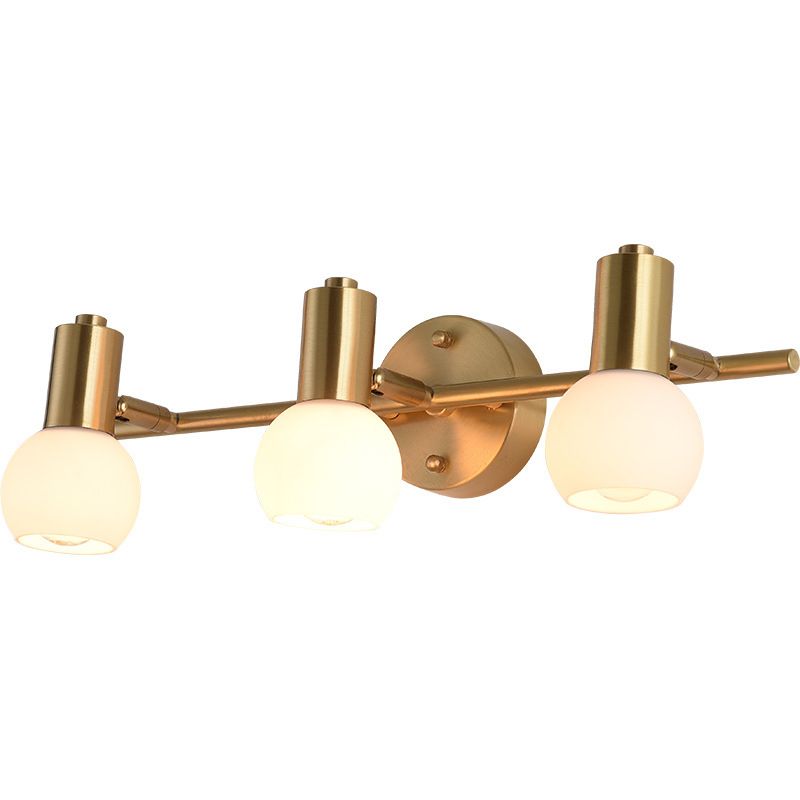 Idées d'éclairage de vanité en laiton nordique lampe de vanité de nuance en verre givré pour salle de bain