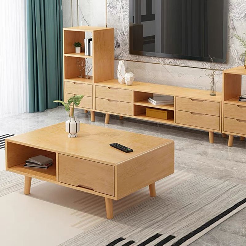 Rectangular/square 4 Legs Base Solid Wood Table Nordic Style Coffee Table