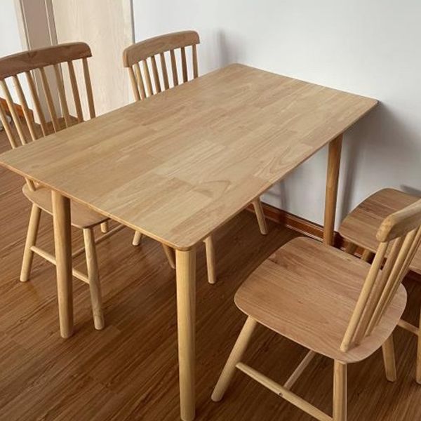 Rectangle 4 Legs Modern Table Light Wood Color Fixed Table of Oakwood Solid Wood