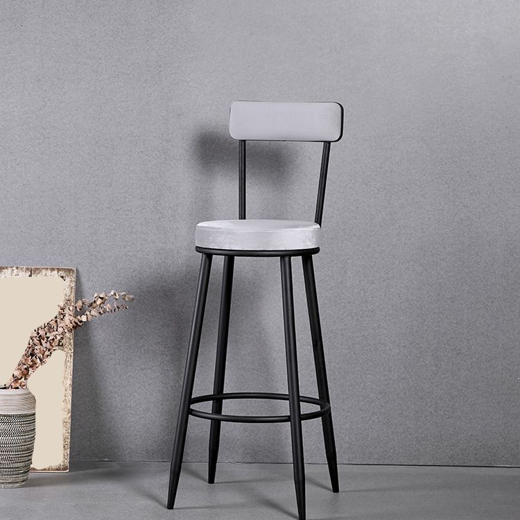 Scandinavian Iron Round Bar Stool Upholstered Velvet Counter Stool