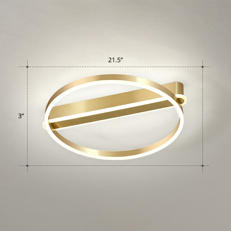 Gold O Shaped Flush Mount Fixture Minimalism Metal LED Flush Mount Ceiling Light for Bedroom