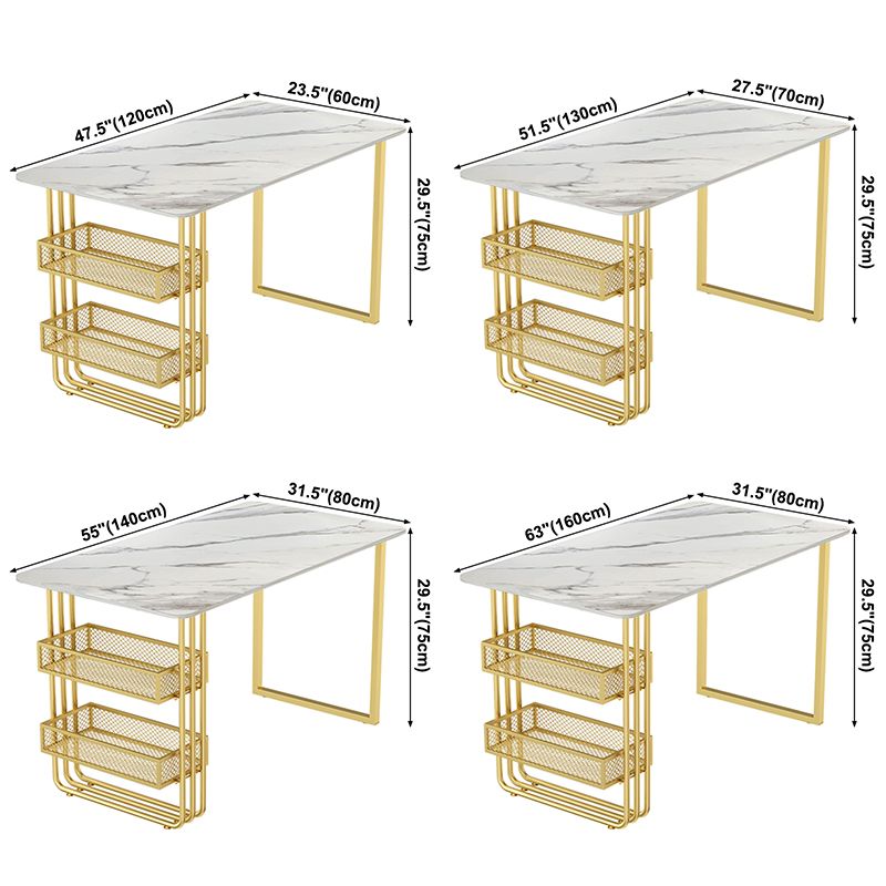 Metal Modern Rectangle Indoor Table Sintered Stone Table for Kitchen and Dining Room