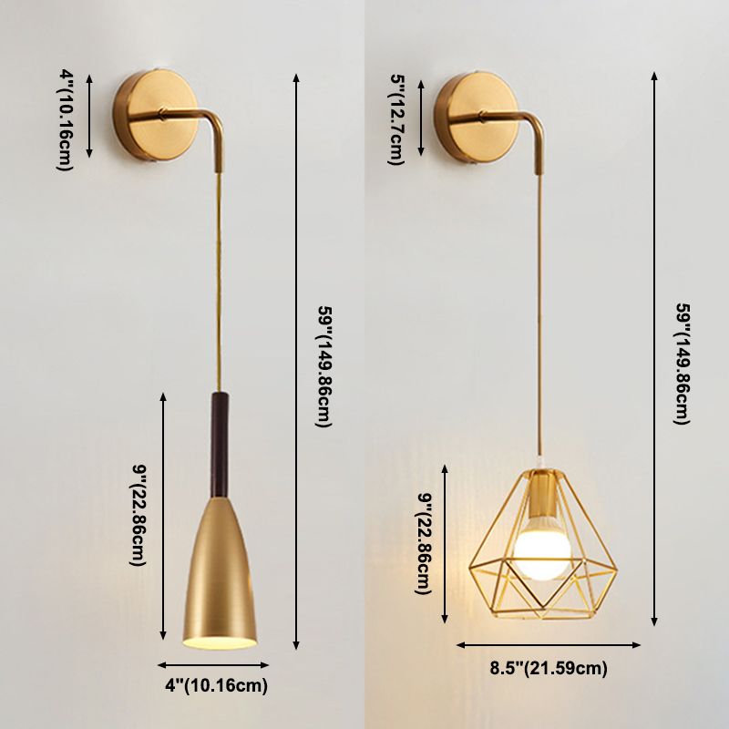 Postmodern Wall Light Golden Frame Wall Sconce Light for Living Room Bedroom