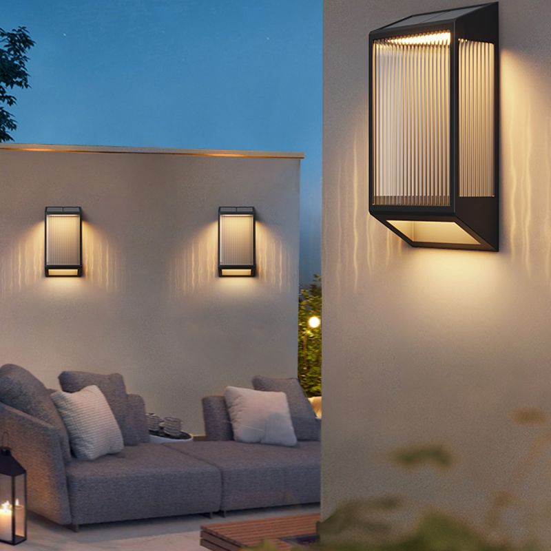 Simple Wall Sconce Black Outdoor Wall Light Fixture with Glass