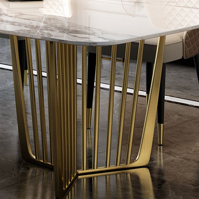 Glam 1/4/6/7/9 Pieces Dining Table Set White and Gold Rectangle Dinette Set