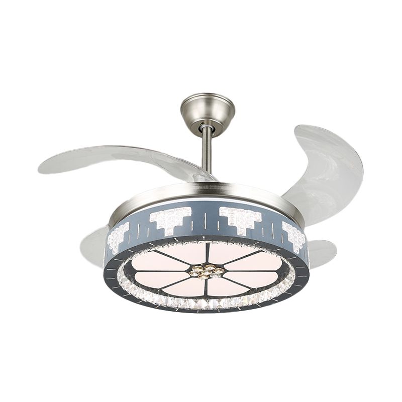 Crystal Crystal Crystal Round Pendant Light Modernity Modernity LED Silver Semi Mount Éclairage, 19 "de large