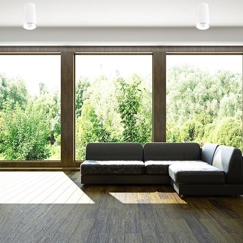 Lámpara de techo LED con forma de cilindro, montaje empotrado de 1 luz de aluminio moderno para dormitorio