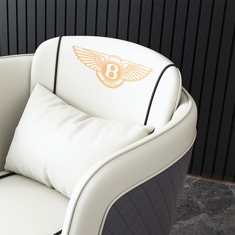 Contemporary Bonded Leather Arms Included Gold Base Accent Armchair