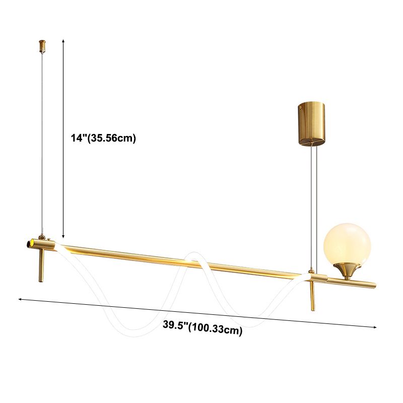 Modern Style Linear Down Lighting Pendant Metal 2 Heads Hanging Pendant Lamp