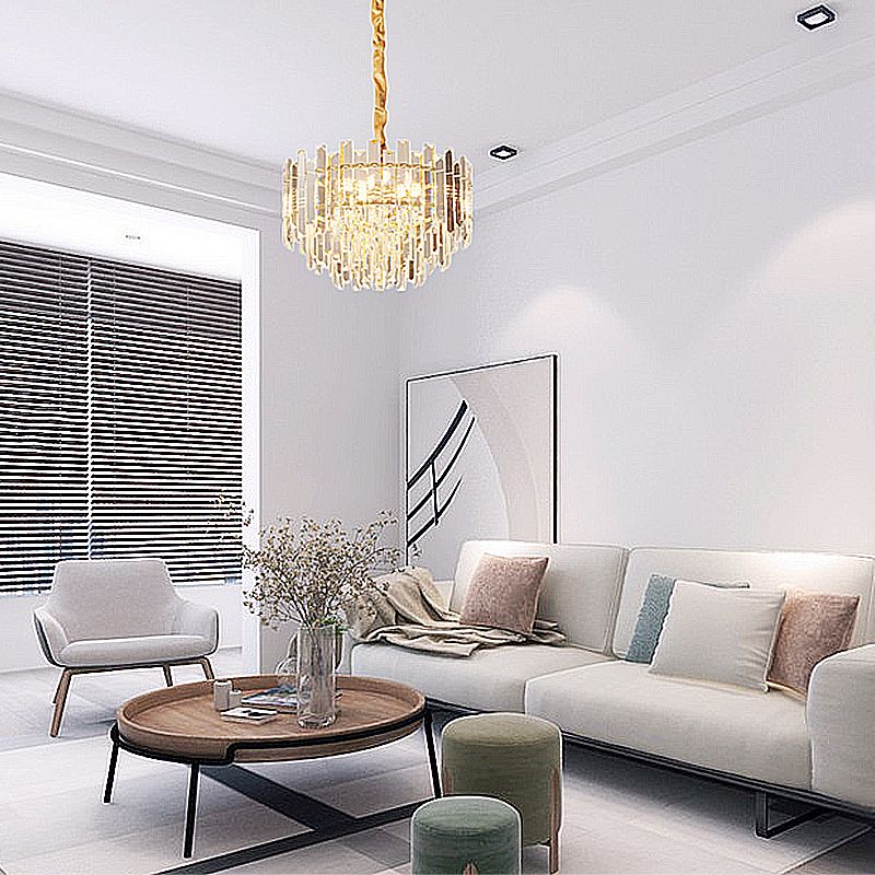 Lustre contemporain 8-Light Light Plafond en cristal unique pour la maison