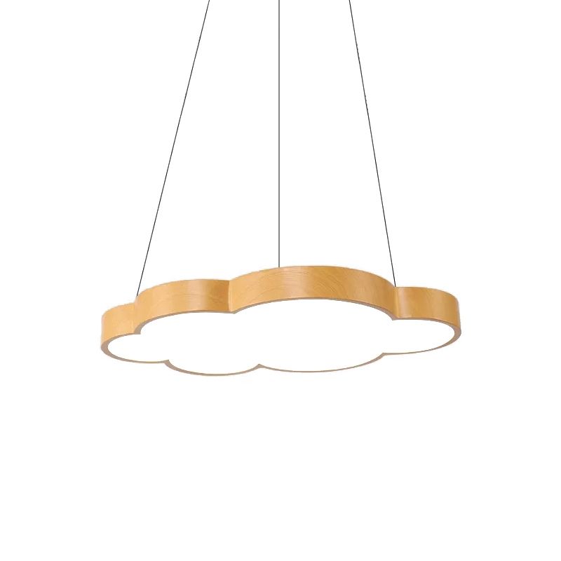Kids Slim Cloud Pendant Light Acrylique Hanging Light en beige pour la salle de jeux