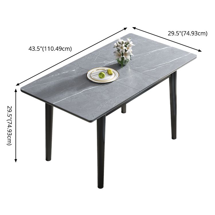 Modern Collapsible Sintered Stone Dining Room Table with 4 Metal Legs for Kitchen Dining Set