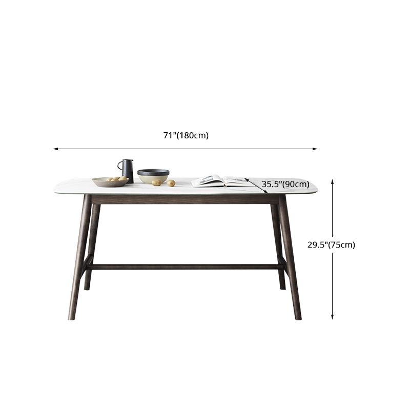 White Top Rectangle Dinner Table Mid-century Modern Style Trestle Base Table