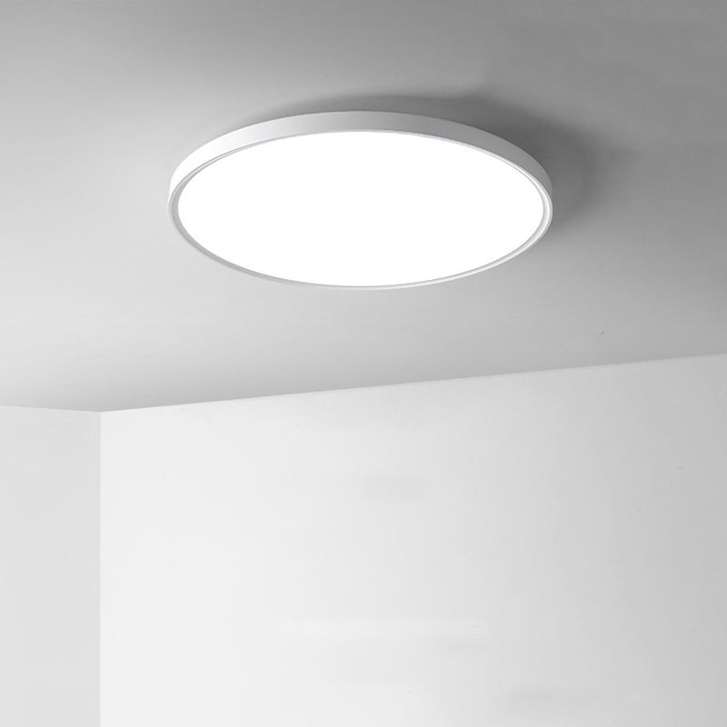 LED Modern Metal Flush Mount Circle Shape Ceiling Light with Plastic Shade for Bedroom