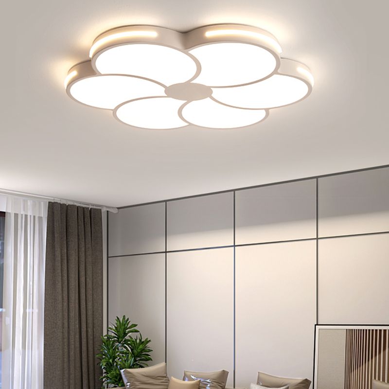 White Flower Ceiling Light Fixture Modernism Flush Mount for Bedroom