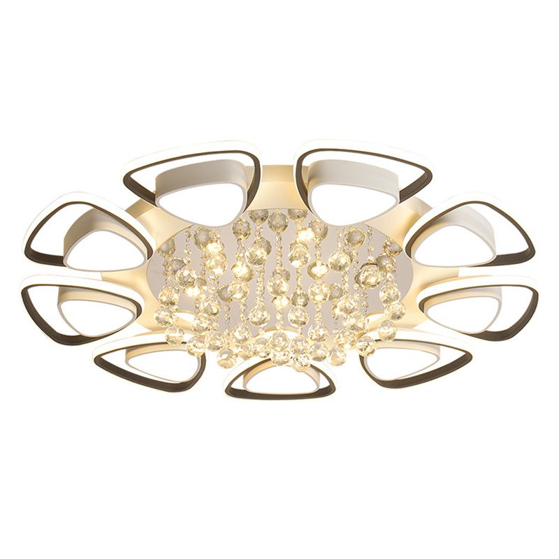 Zwart-witte driehoekige inbouw moderne acryl LED-plafondlamp met kristallen druppels