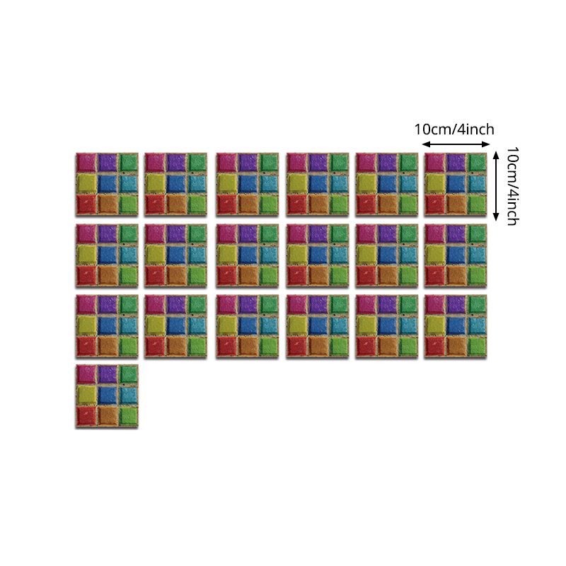Colorful Faux Tiles Wallpaper Panels Bathroom Mosaic Effect Stick On Wall Decor, 4.1-sq ft