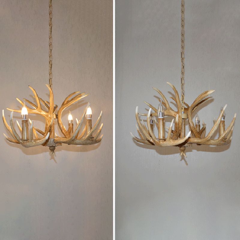 Resin Candle Shape Hanging Ceiling Light American Style Multi Lights Hanging Light