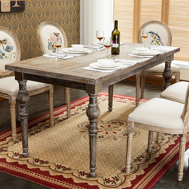 Mesa medieval moderna de madera de pino para restaurante, mesa antigua rectangular con 4 patas