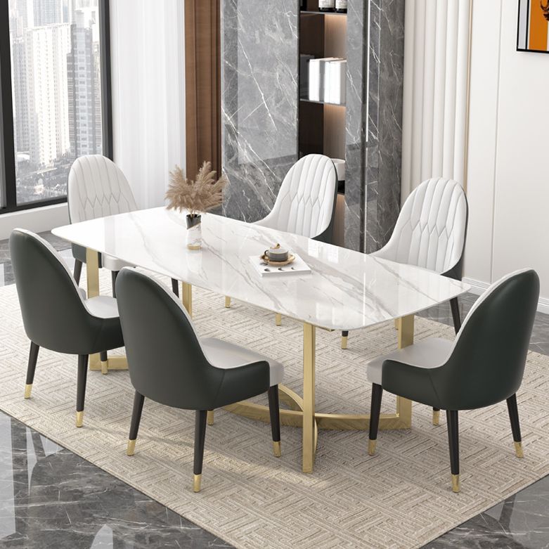 1/4/5/7 Pieces Luxurious Rectangle Dining Set Sintered Stone Top Dinette Table Set