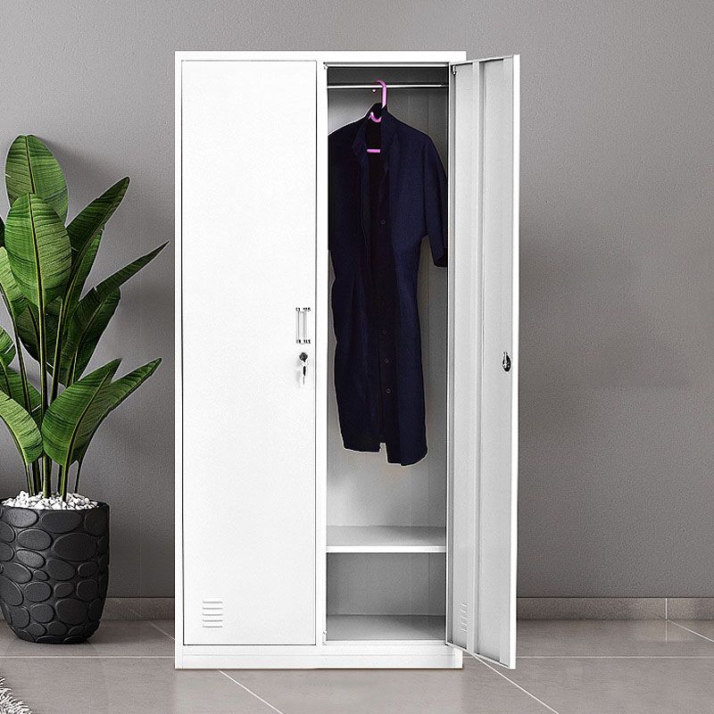 Modern Grey Cabinet with Hinged Doors Metal Storage Cabinet for Bathroom