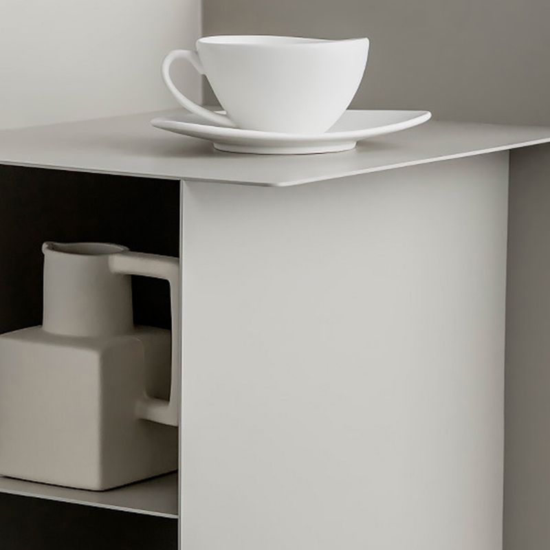 Metal Abstract End Table Mid-Century Side Table with Metal Shelf