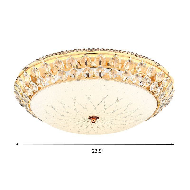 Sala de estar con cúpula de cristal de color blanco Luz de techo de simplicidad LED de cristal con acento de cristal facetado, 12 "/16" /19,5 "