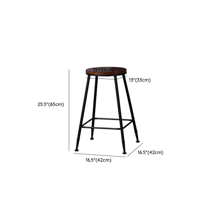 Contemporary Metal Dining Stools Round Bar Stools with Footrest