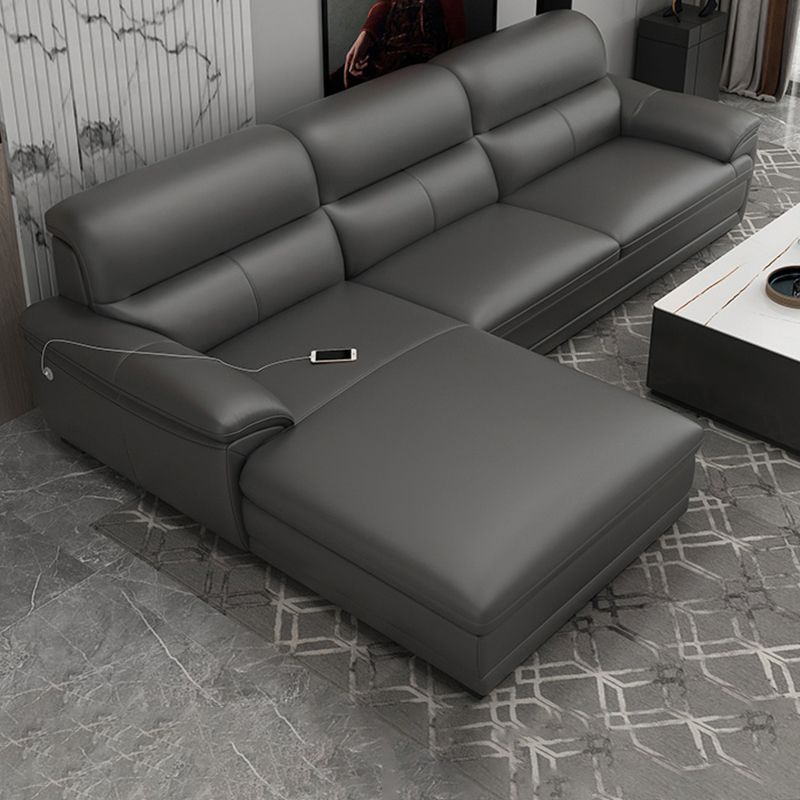 Leather Pillow Top Arm Sectional Sofa 36.22"High Cushion Back Sofa,Black