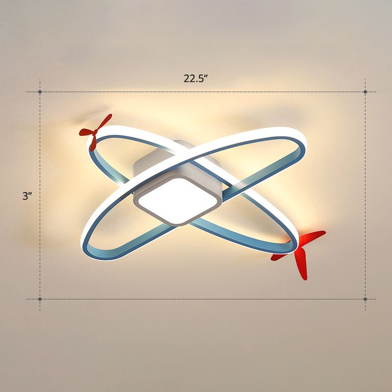 Lámpara LED empotrada Jet Plane, lámpara de techo acrílica de dibujos animados para dormitorio infantil en azul