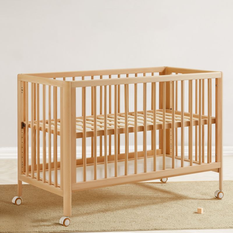 Modern Natural Color Kids Bed Open Frame Toddler Bed with Guardrails