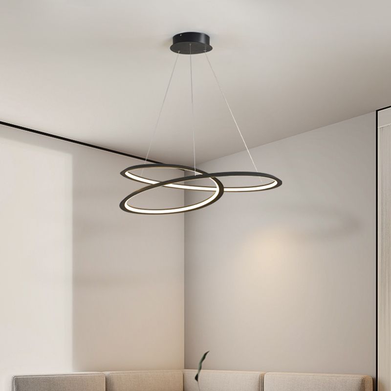 Modern Simplicity LED Chandelier Wrought Iron Linear Pendant Light with Acrylic Shade