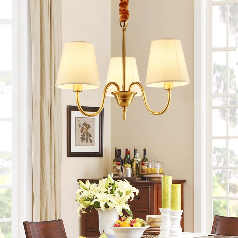 Metal Conical Hanging Pendant Light Traditional Dinning Room Pendant Chandelier in Gold