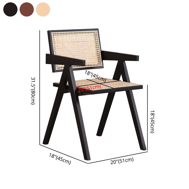 Chaise de salle à manger en bois moderne, bras de chaise en rotin pour utilisation au Restaurant