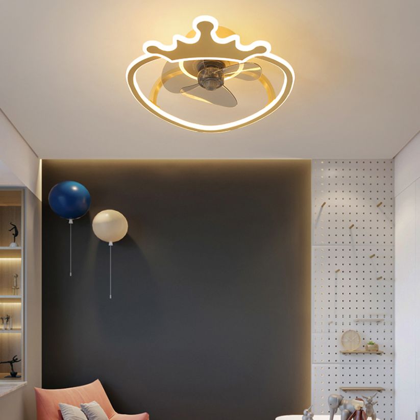 Kinderled semi -spoeling licht armatuur lusvormige plafondventilator lamp met acrylschaduw voor slaapkamer