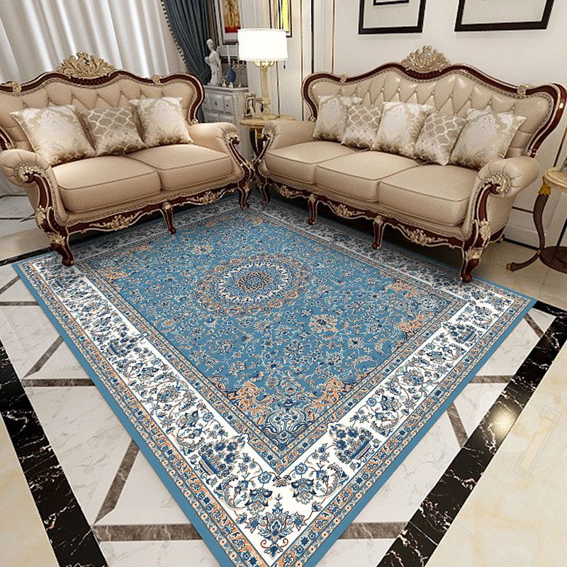 Mid-Century Indoor Rug Classic Floral Printed Carpet Stain Resistant Area Carpet for Living Room