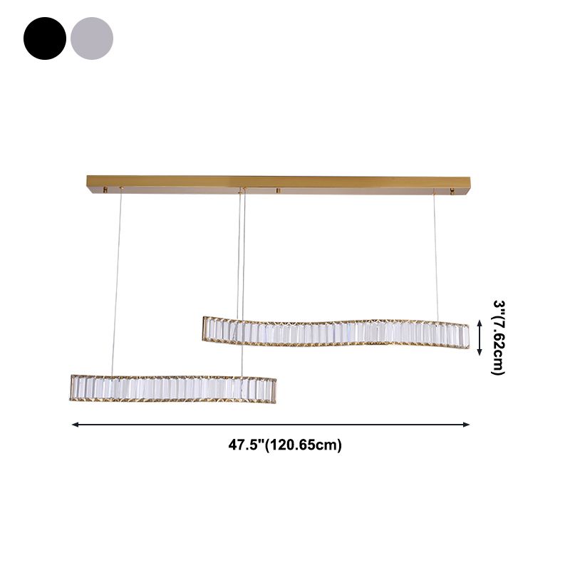 Contemporary Linear LED Ceiling Lamp Fixtures Crystal Island Pendant for Dinning Room