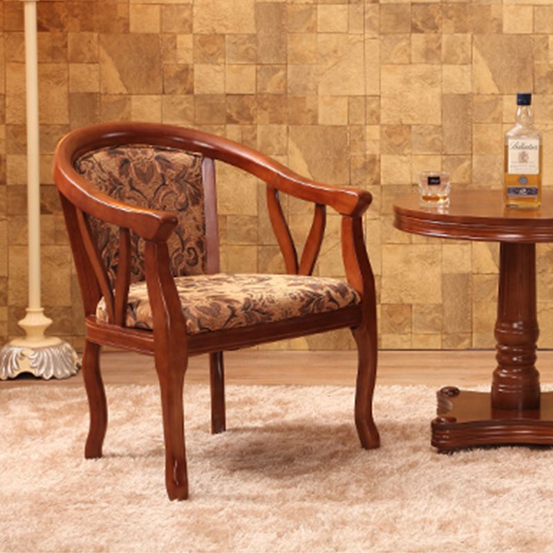 Traditional Style Dining Chair Upholstered Solid Wood Base Arm Chair for Home