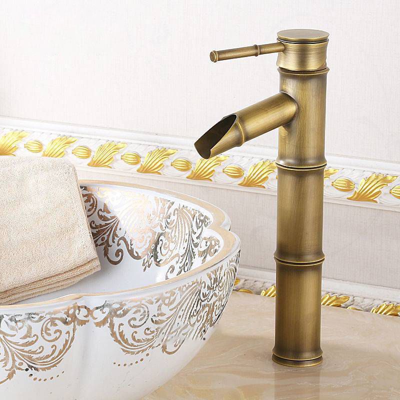 Circular Farmhouse Vessel Faucet Brass Lever Handle Bathroom Faucet