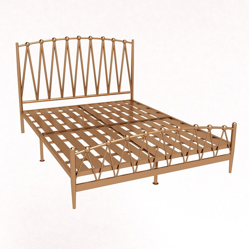 Glam Iron Frame Bed with Open-Frame Arched Headboard and Metal Legs