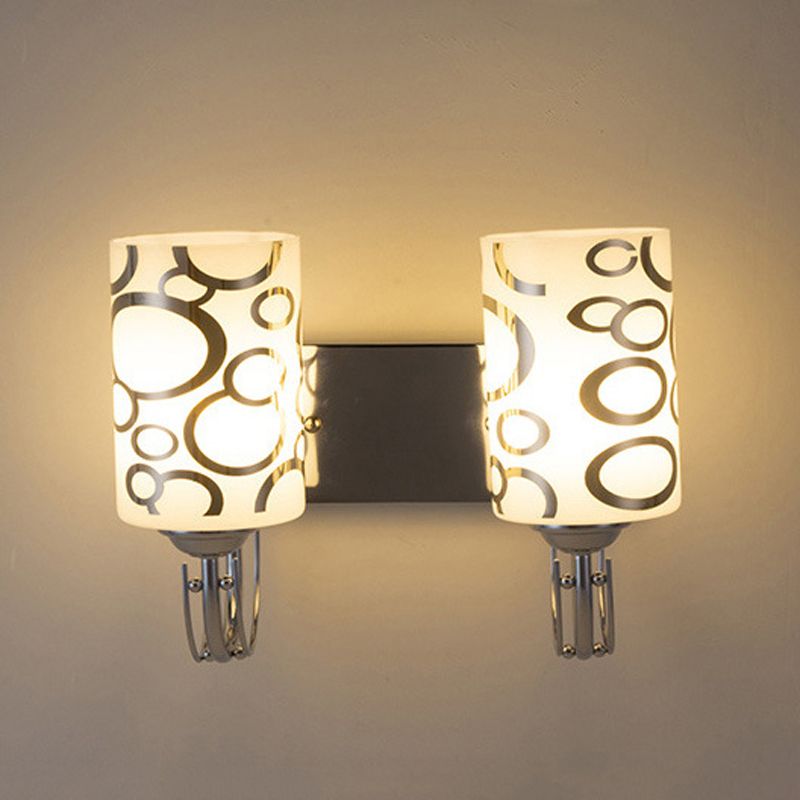 Simple Wall Sconce Cylinder Wall Light Fixture with Glass for Living Room