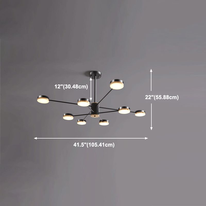 Multi Light Circular Branch Hanging Lights Modern Style Metal Hanging Lighting for Bedroom