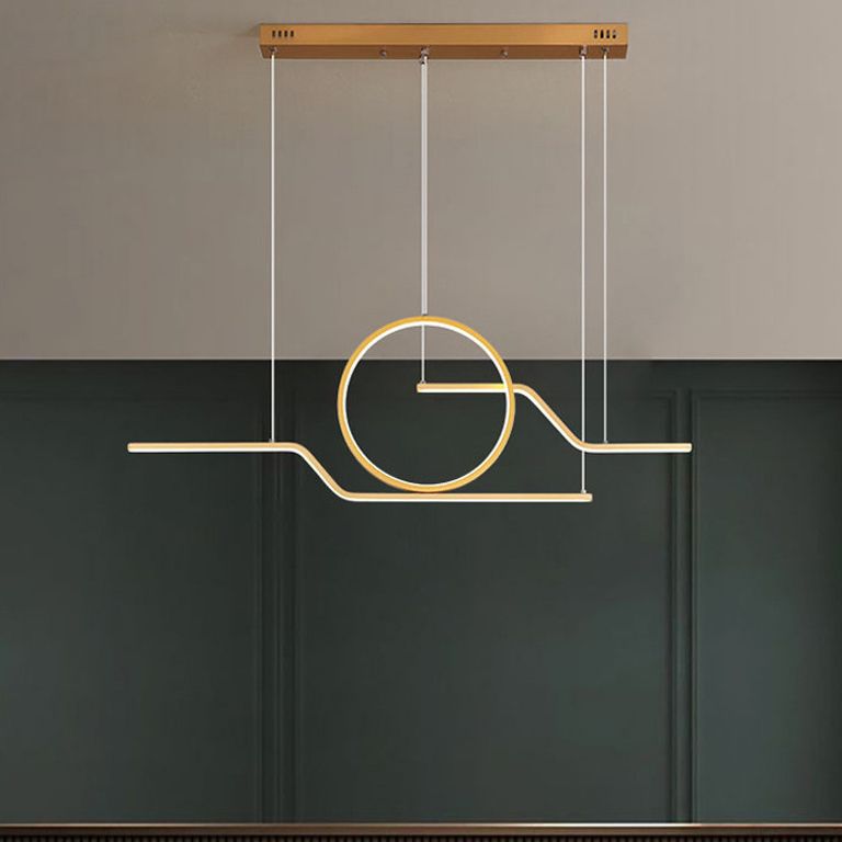 Geometric Island Lighting Modern Metal 3 Light Island Chandelier with Acrylic Shade